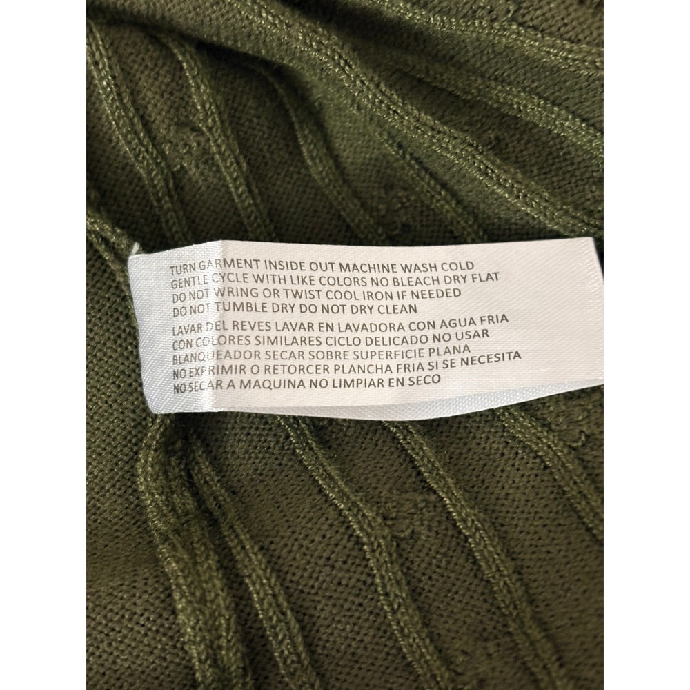 Women's Green Sweater Sheer Floral Long Sleeves, Rayon Blend-Feminine, Size M - Picture 6 of 6